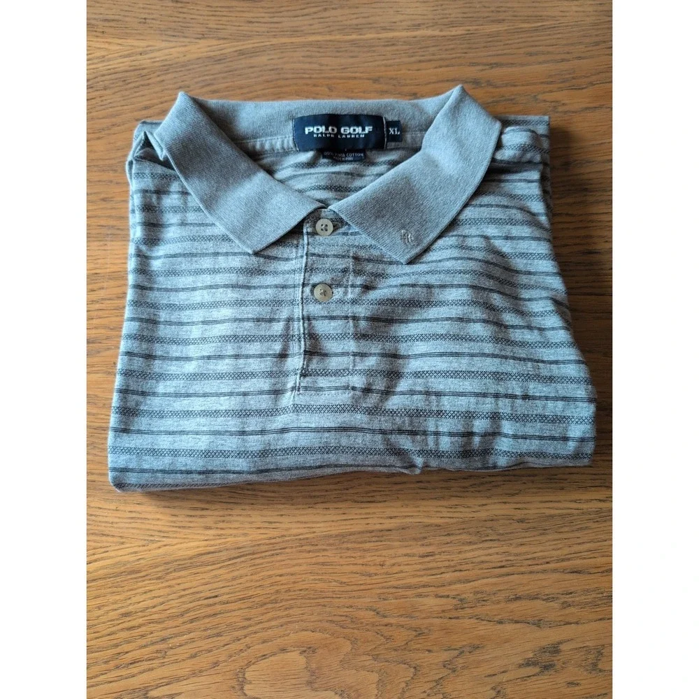 Polo Ralph Lauren Gray Striped Polo Shirt Men's XL Lightweight Puma Cotton GUC